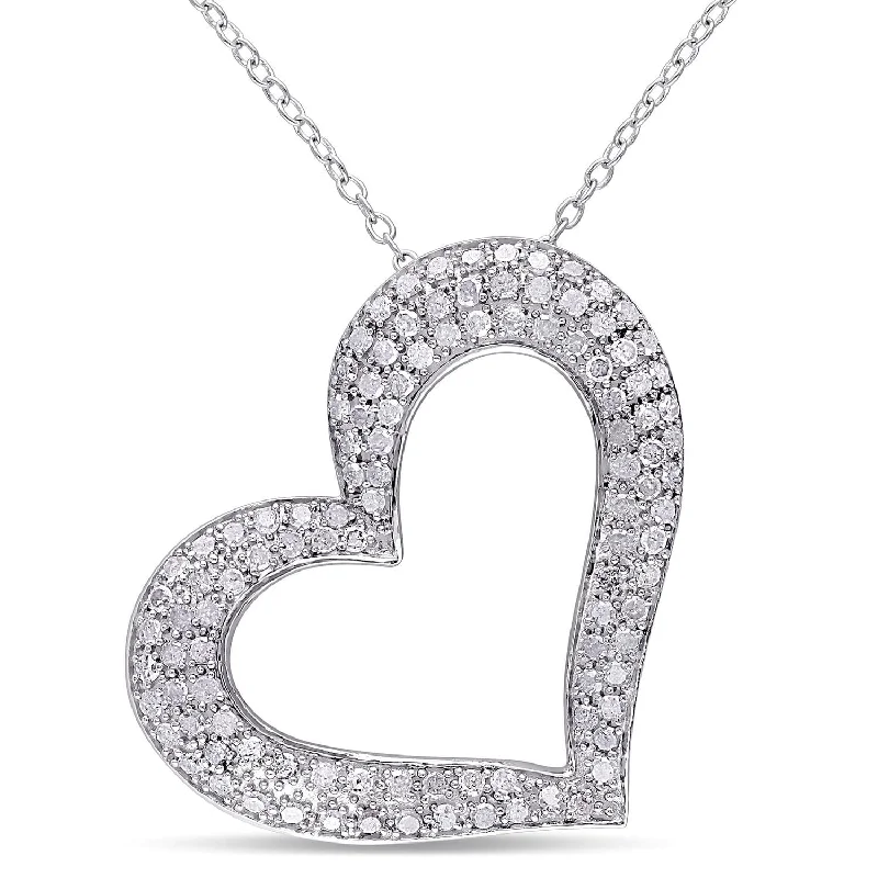 Whimsical bead necklaces-Sterling Silver 1ct TDW Diamond Heart Necklace