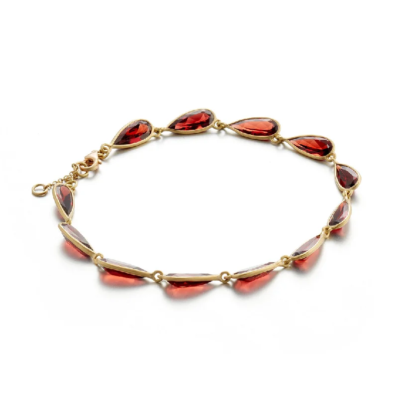 Glossy cuff bangles-Garnet Teardrop Bracelet