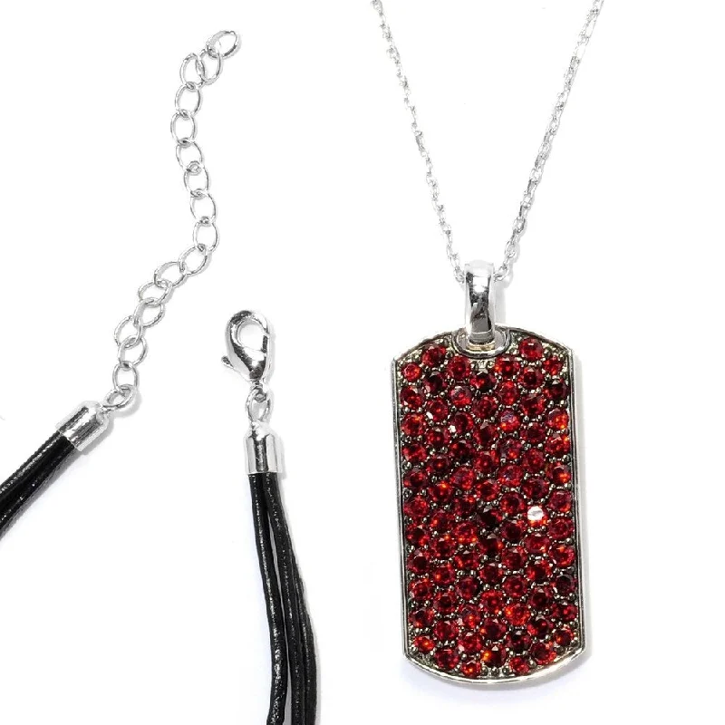 Fiber tassel necklaces-Sterling Silver Pave Red Garnet Necklace with Chain and Cord