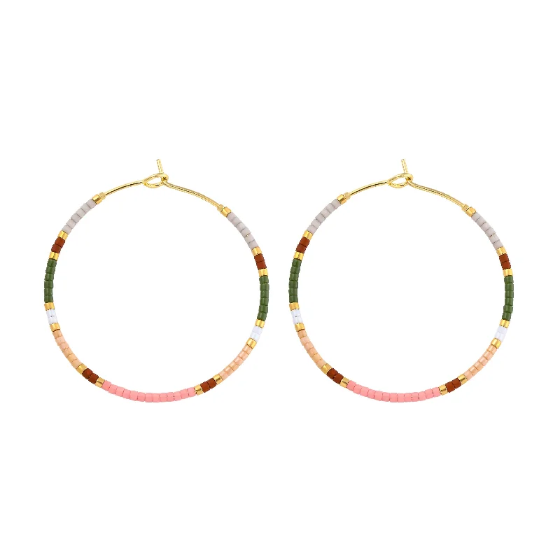 Onyx gem earrings-Miyuki Delica Hoop Earrings Blush Green Gold