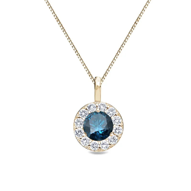 Topaz drop necklaces-Auriya 2/5ctw Round Blue Diamond Halo Necklace 14k Gold (I1-I2)