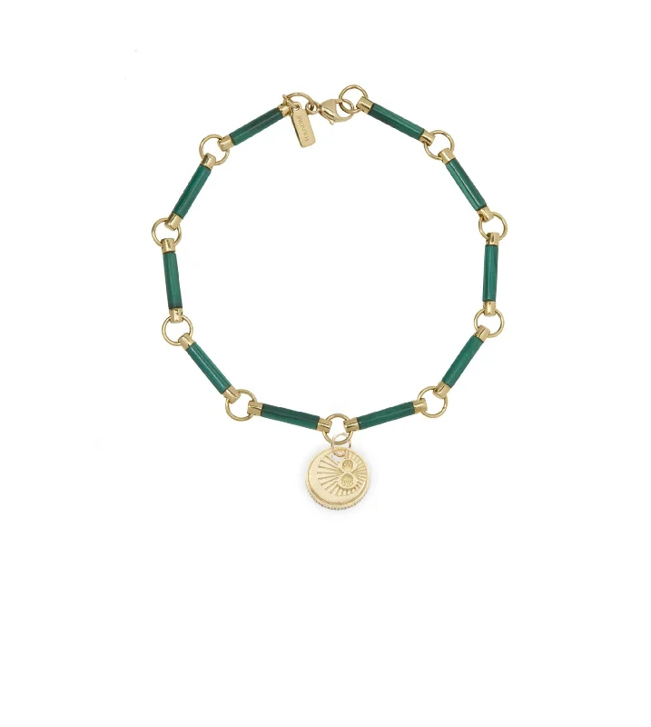 Dove feather bangles-Karma : Malachite Stone Chain Bracelet