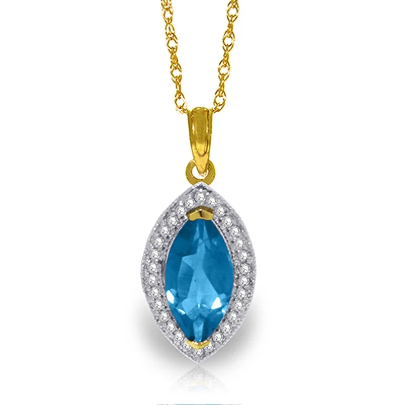 Luxe diamond necklaces-2.4 Carat 14K Solid Gold Hayworth Blue Topaz Diamond Necklace