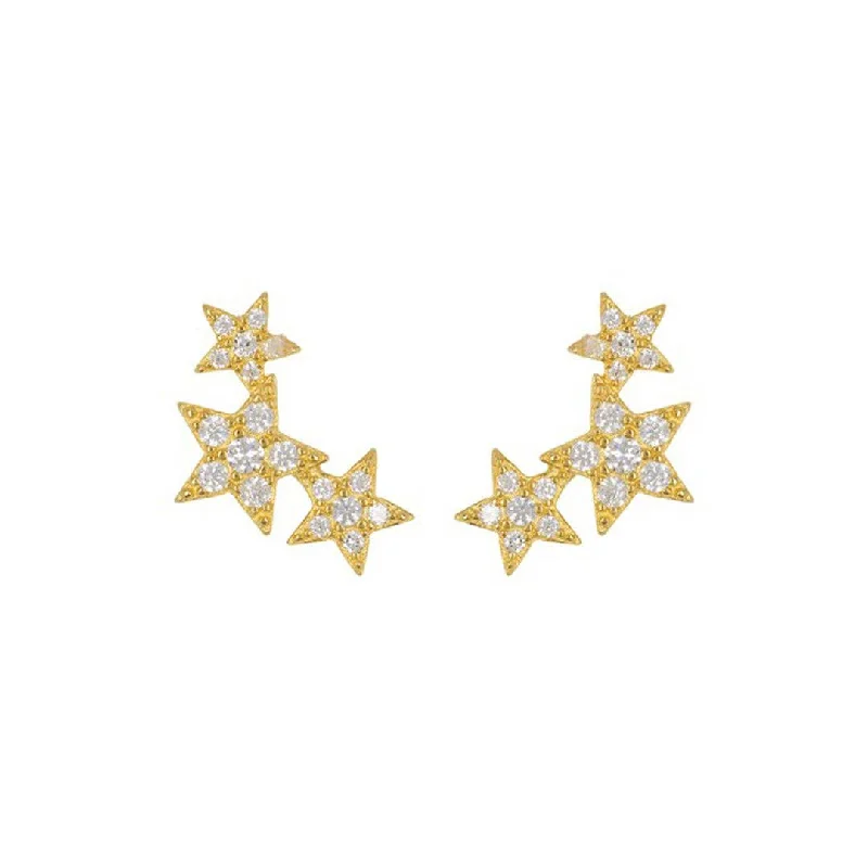 Tiny dot earrings-Gold Shooting Star Stud Earrings