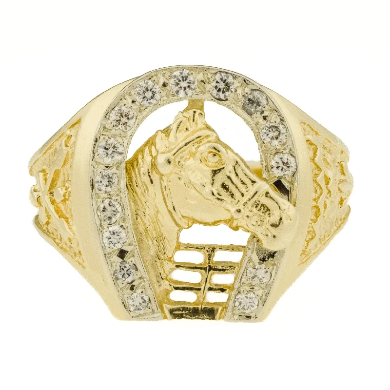 Silk detail engagement rings-0.30ctw Diamond Horseshoe Ring in 14K Two Tone Gold -Size 10.25