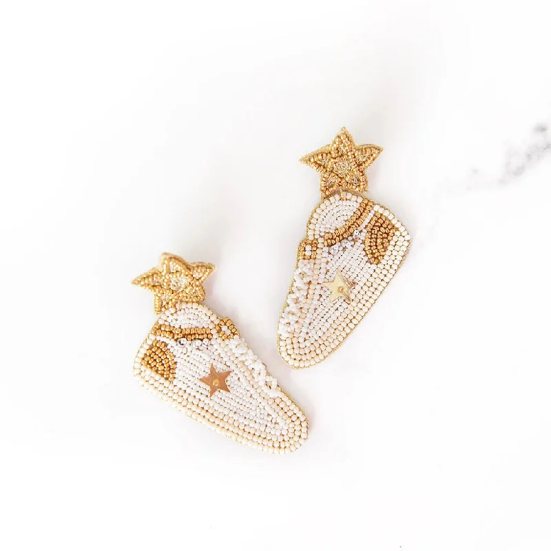 Curved design earrings-Gold Star Sneaker Earrings