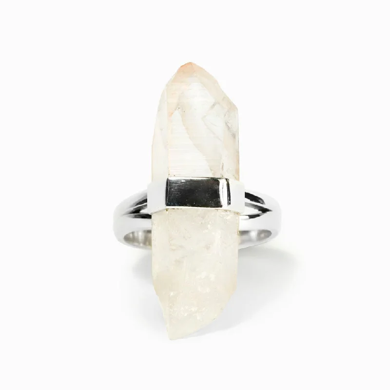 Pink Lemurian Quartz Ring