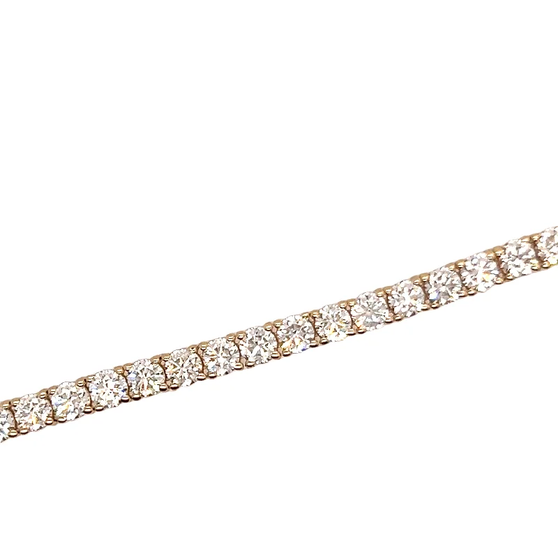 Astro theme bangles-14K Yellow Gold Diamond Tennis Bracelet - 7.01ctw