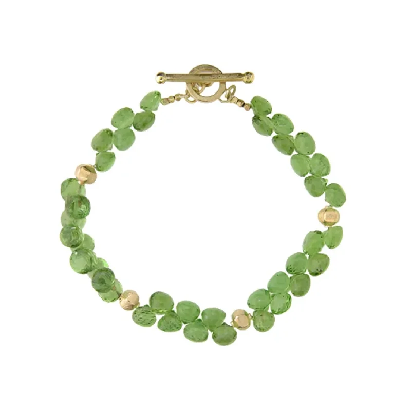 Bamboo weave bangles-Peridot Briolette Bracelet