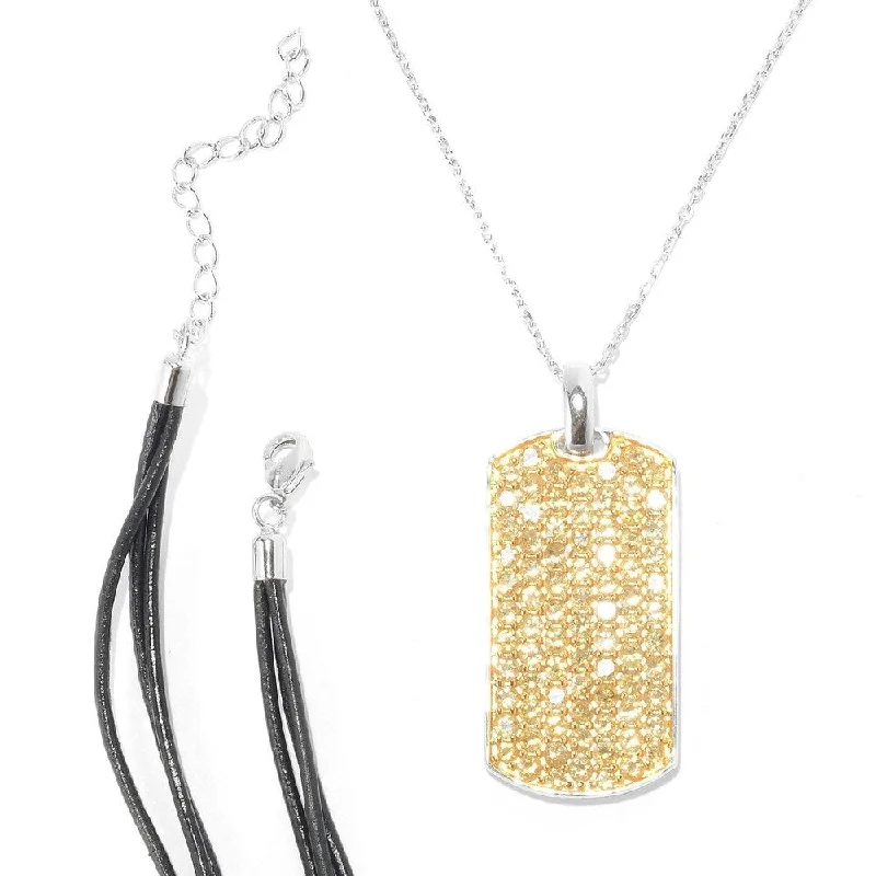 Thin filigree necklaces-Sterling Silver Pave Citrine Necklace with Chain and Cord