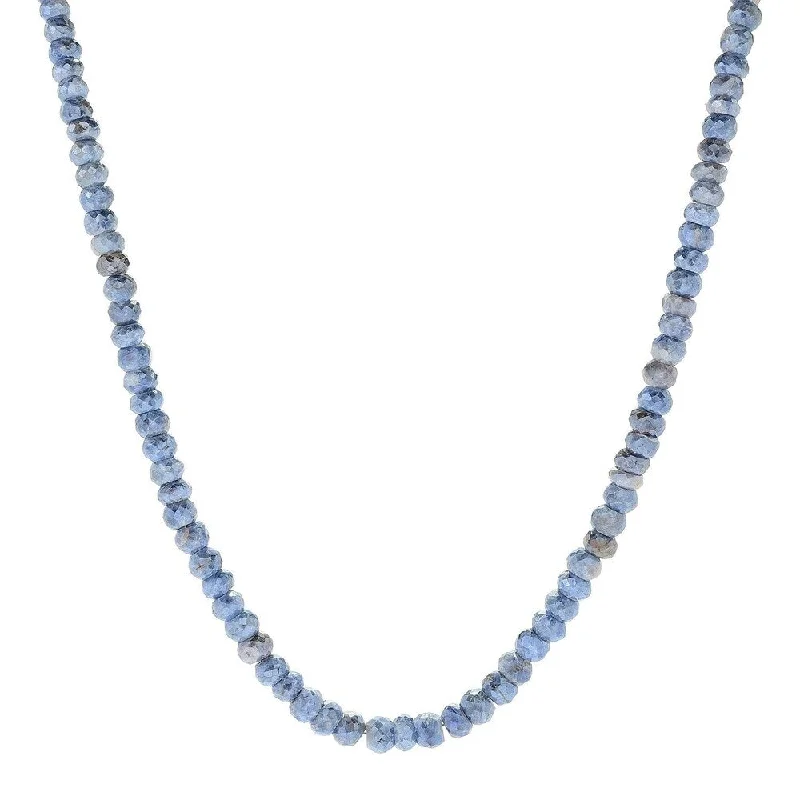 Luxe diamond necklaces-Sterling Silver 18" Blue Sapphire Beaded Necklace