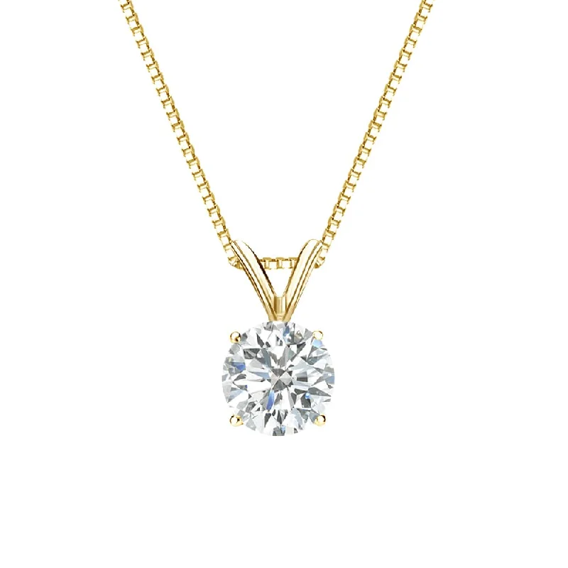 Topaz drop necklaces-Auriya 3/4ctw Round Solitaire Diamond Necklace 18k Gold (H-I, SI1-SI2)