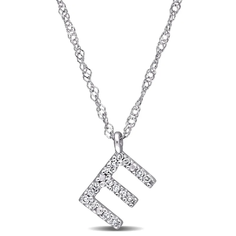 Linen cord necklaces-Miadora 14k White Gold Diamond Accent E Initial Necklace