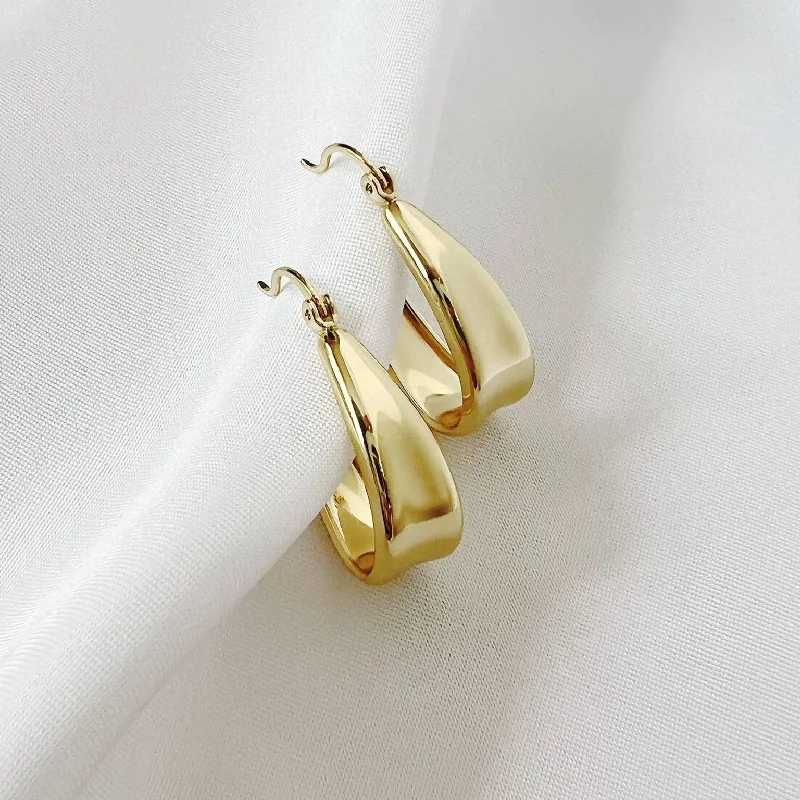 Tide drop earrings-Elsie Timeless Hoops Earrings Gold Filled