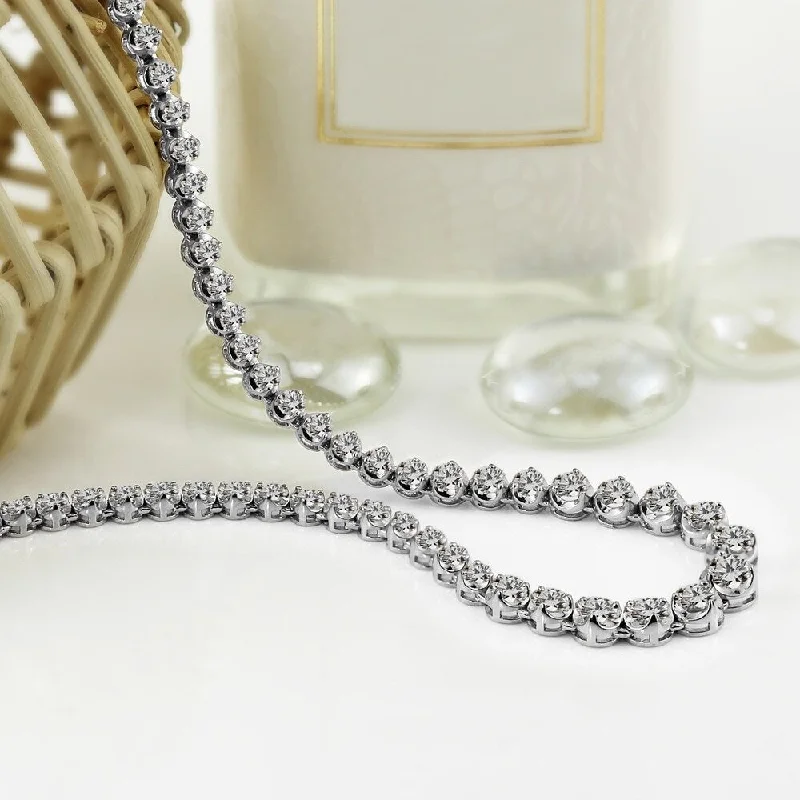 Spinel necklaces-Auriya 3 carat TW Round Diamond Tennis Necklace 18k Gold (H-I, I1-I2)