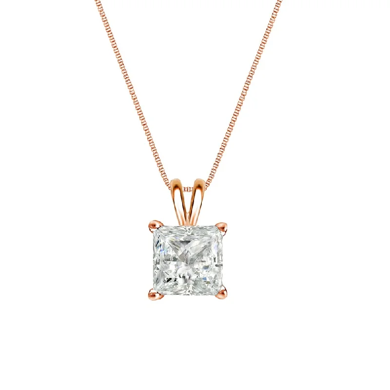 Chunky gem necklaces-Auriya 14k Gold 1/4ctw Princess-cut Solitaire Diamond Necklace (I-J, I1-I2)