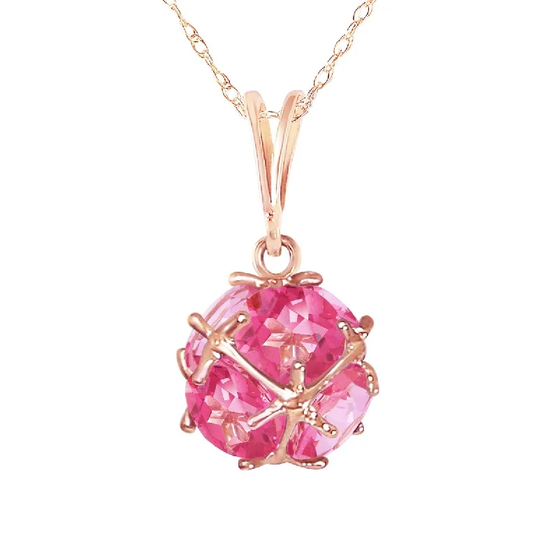 Tiny charm necklaces-3.70 Carat 14K Solid Gold Pink Topaz Necklace Gemstone Limited Edition