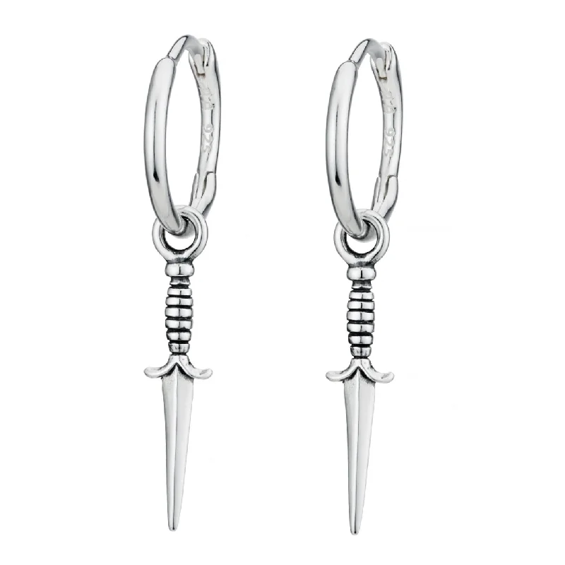 Half moon earrings-DAGGER - Sterling Silver Hoops