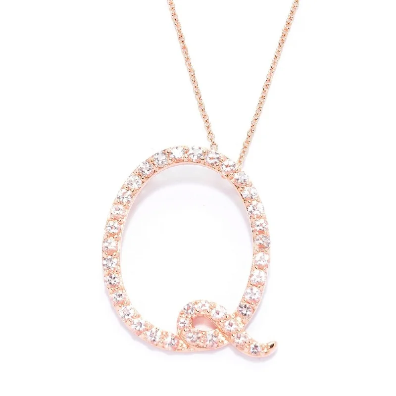 Amethyst pendant necklaces-18k Rose Gold over Sterling Silver Round Morganite Initial Q Necklace