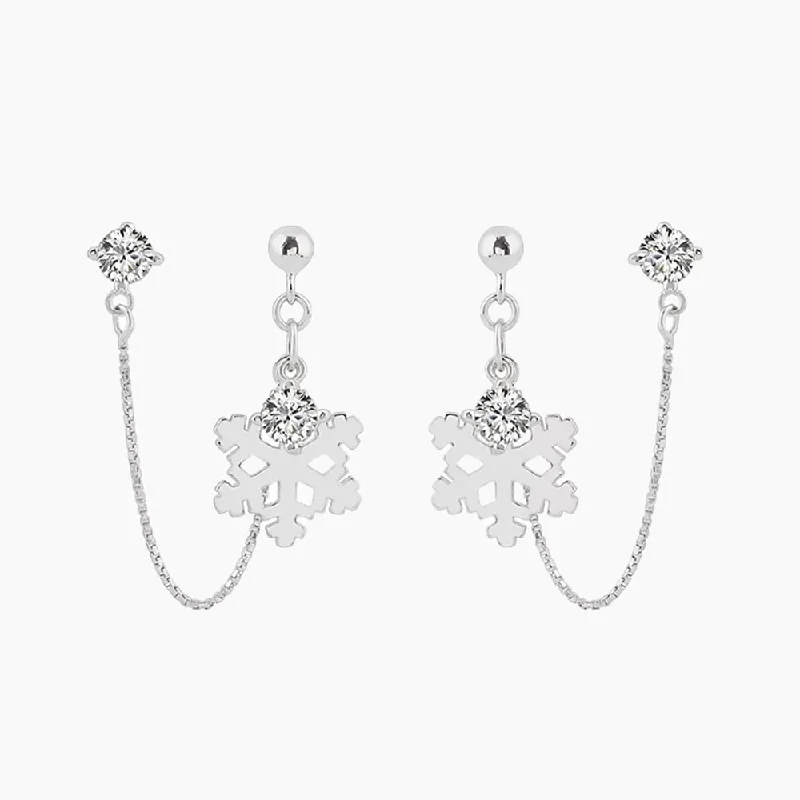 Deco style earrings-925 Sterling Silver Snowflake Earrings