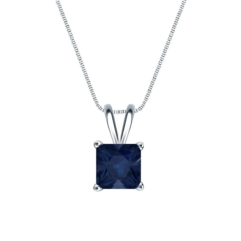 Zodiac charm necklaces-Auriya 14k Gold 1ct Princess-cut Sapphire Solitaire Necklace