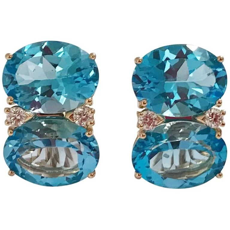 Vibrant enamel earrings-Grande GUM DROP™ earrings With Blue Topaz and Diamonds