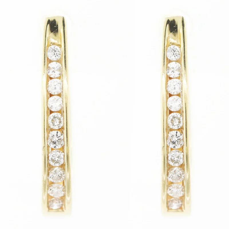 Light drop earrings-IN & OUT HOOP 18k Yellow Gold 0.50ctw Diamond Earrings