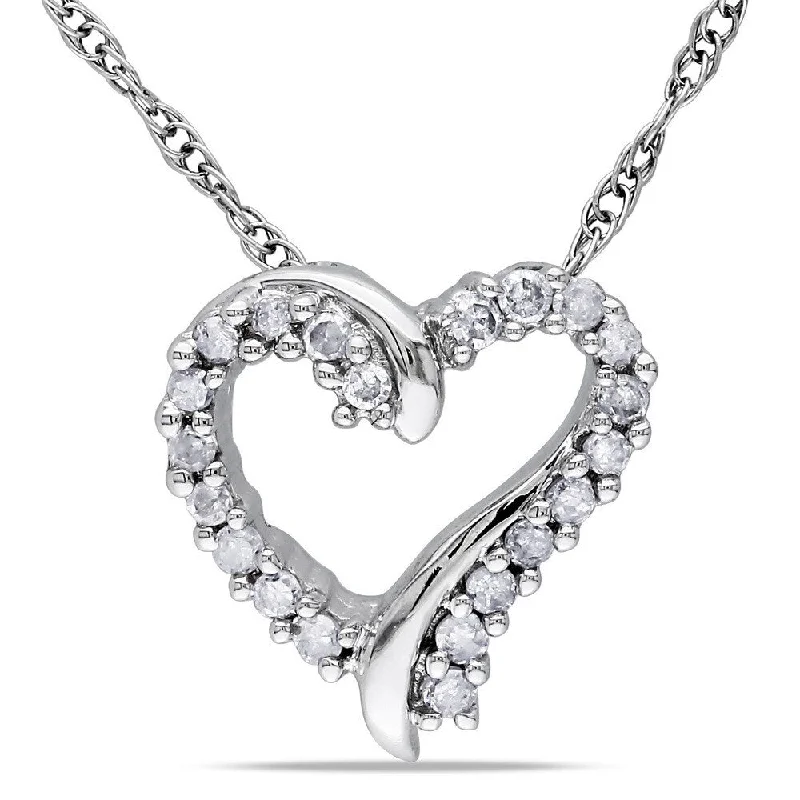 Thai style necklaces-Miadora 10k White Gold Diamond Heart Necklace