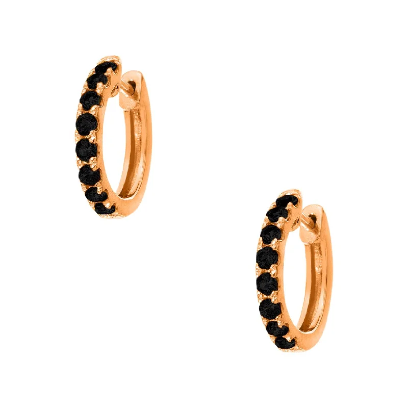 Bamboo style earrings-Lillian Huggies Black Diamond 2mm