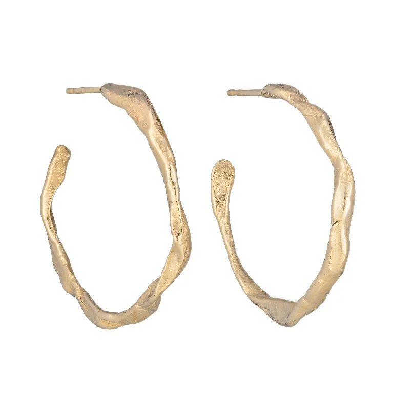 Wave design earrings-Penzance Hoops 9ct Gold