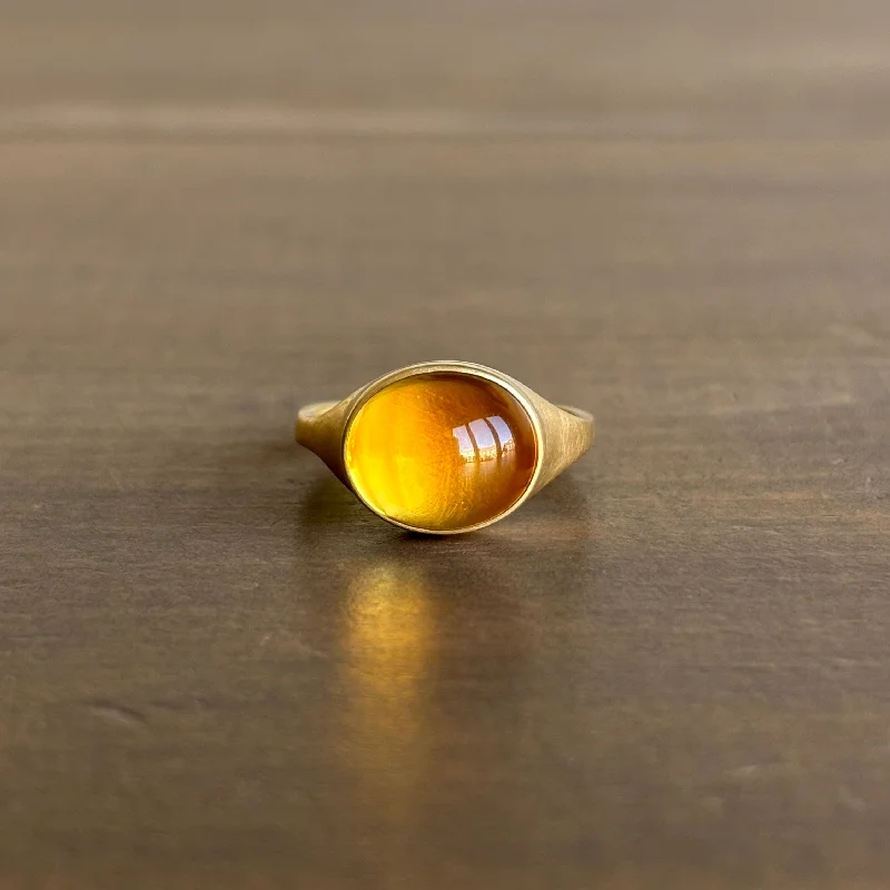 Horizontal Oval Citrine Cabochon Cast Ring