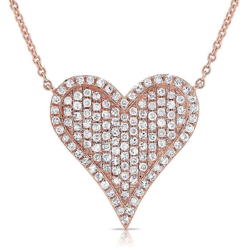 Whimsical bead necklaces-Joelle Diamond Heart Necklace 14K Rose Gold 1/3 ct TDW