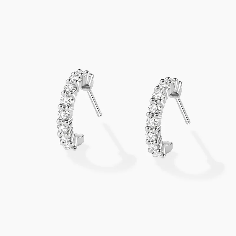 Tiny heart earrings-Classic Moissanite Huggie Hoop Earrings