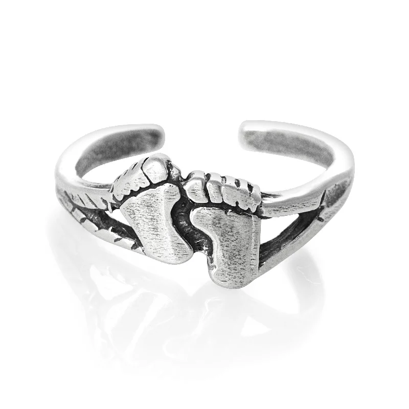 Double band engagement rings-Hang Ten Feet Sterling Silver Toe Ring