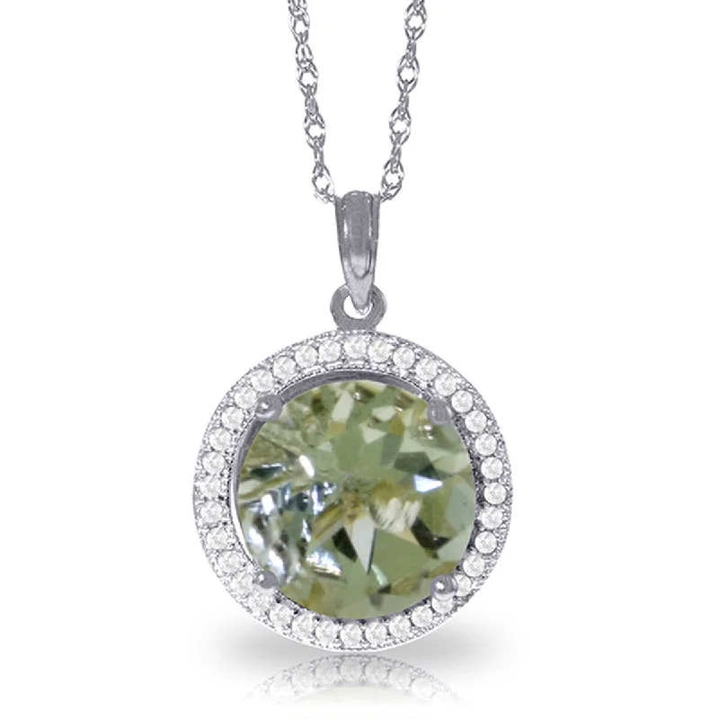 Topaz necklaces-5.2 Carat 14K Solid Gold Diamond Green Amethyst Gemstone Necklace