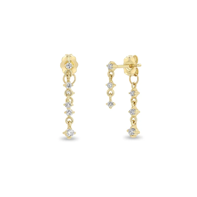 Pure stud earrings-14k Mixed Prong Diamond Double Drop Earrings