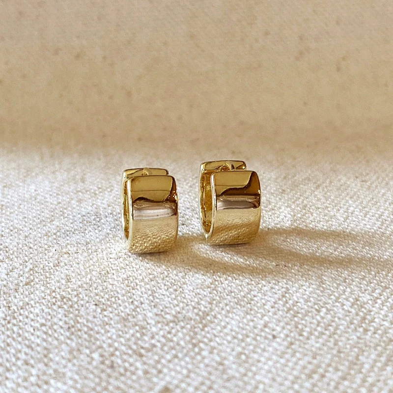 Astro charm earrings-Daphne Gold Filled Chunky Flat Clicker Hoop Earrings