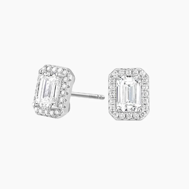 Rough texture earrings-Square Cut Cubic Zirconia CZ Earrings