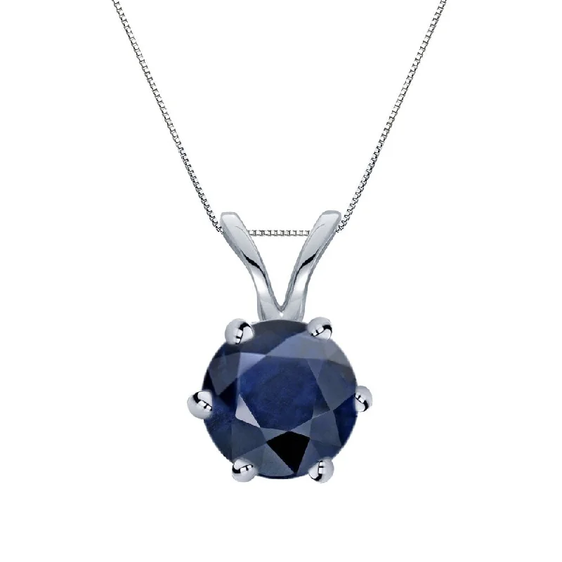 Fox charm necklaces-Auriya 14k Gold Blue Sapphire Solitaire Necklace 1ctw 6-Prong