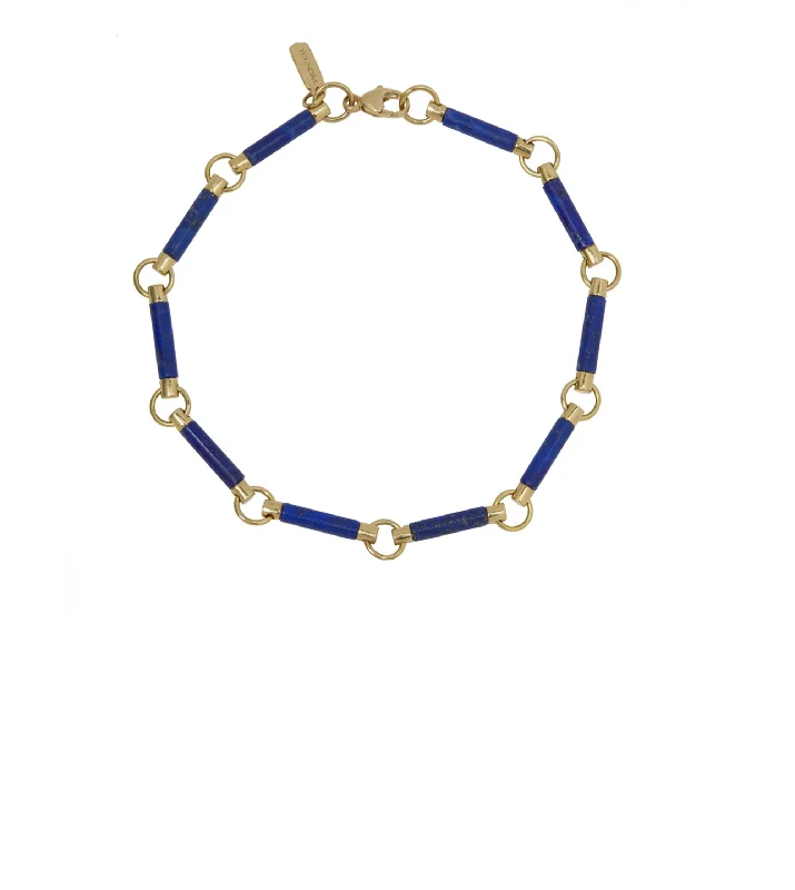 Loop charm bangles-Lapis Stone Chain Bracelet