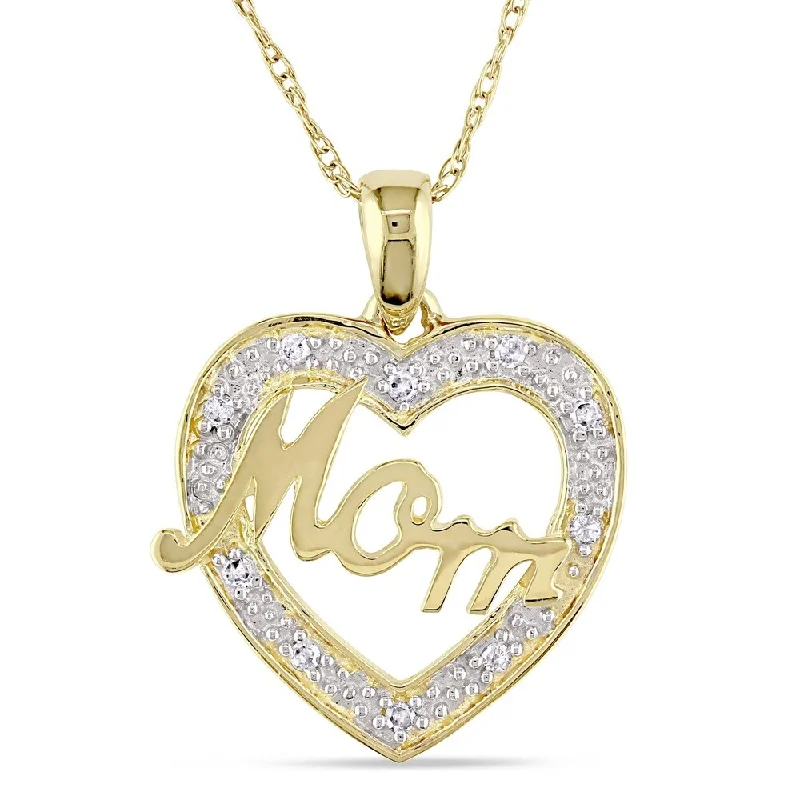 Silk thread necklaces-Miadora 10k Yellow Gold Diamond Accent Mom Heart Necklace