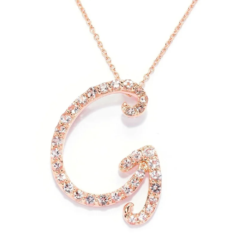 Neat-line necklaces-18k Rose Gold over Sterling Silver Round Morganite Initial G Necklace