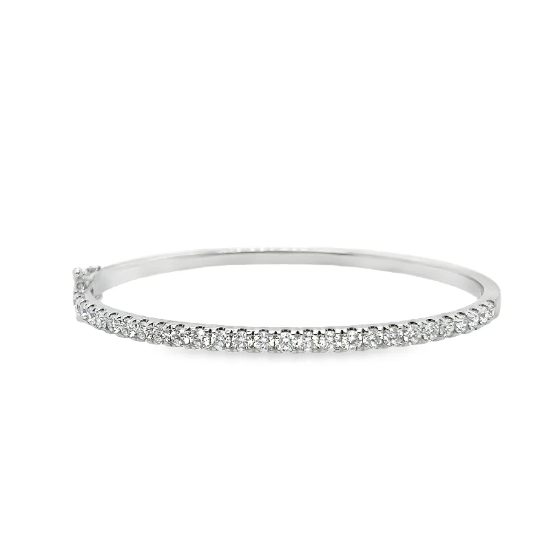 Topaz bangles-14K White Gold Diamond Bangle Bracelet - 2.06ctw