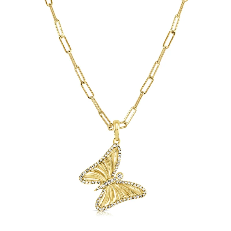 Soft thread necklaces-Joelle Diamond Butterfly Necklace 1/4 CTTW 14K Yellow Gold 16-inch