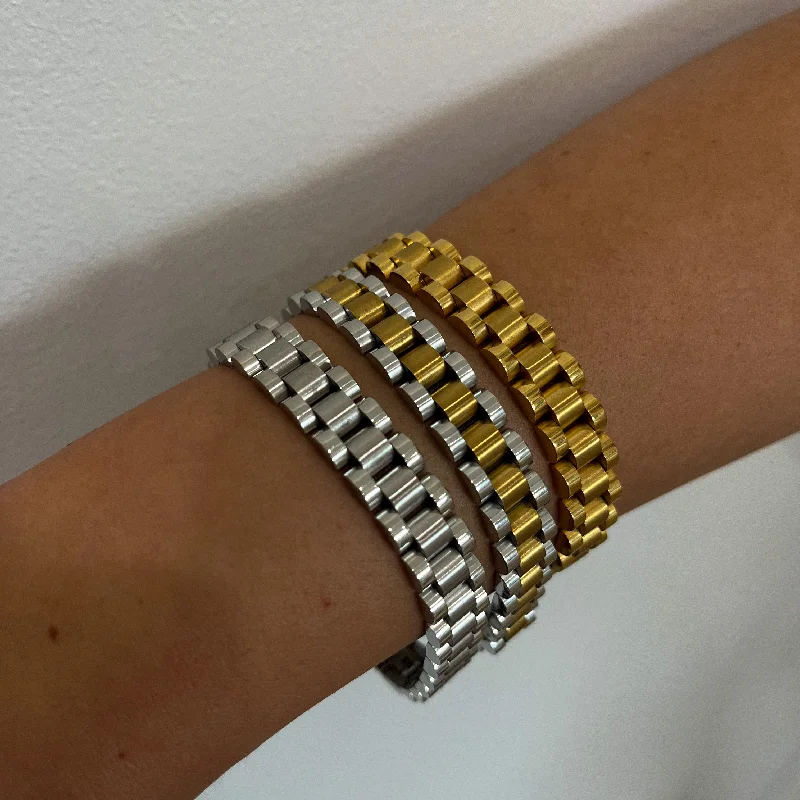 Retro deco bangles-Bradley Watch Link Bracelet