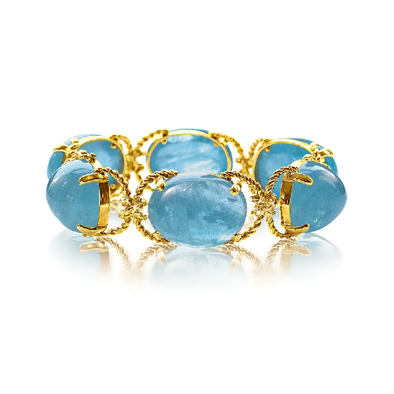 Hand-polished bangles-Pebble Bracelet in Aquamarine