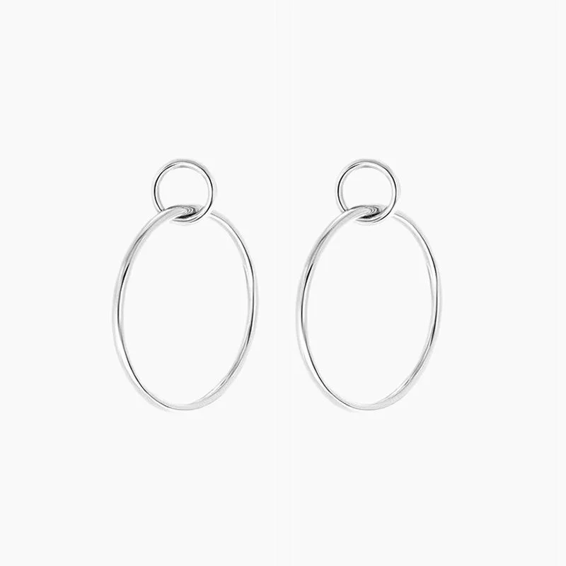 Two-tone earrings-Sterling Silver Hoop Earrings