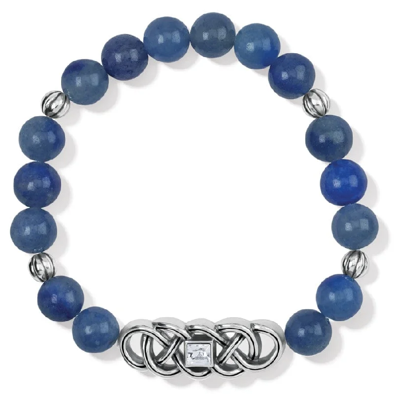 Topaz stone bangles-Interlok Lustre Blue Quartz Stretch Bracelet