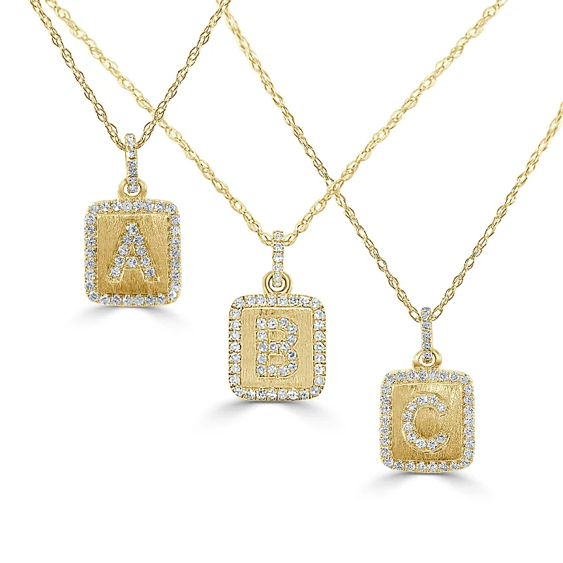 Crystal-twisted necklaces-Joelle Diamond 1/10 cttw. Initial Necklace 14K Yellow Gold