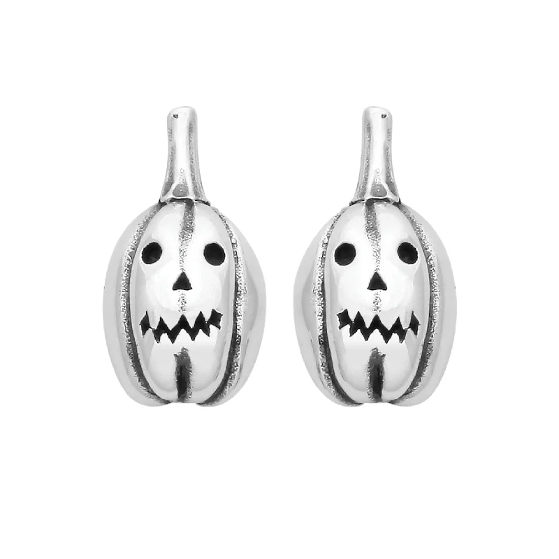 Aged bronze earrings-PEPO the PUMPKIN - Sterling Silver Studs